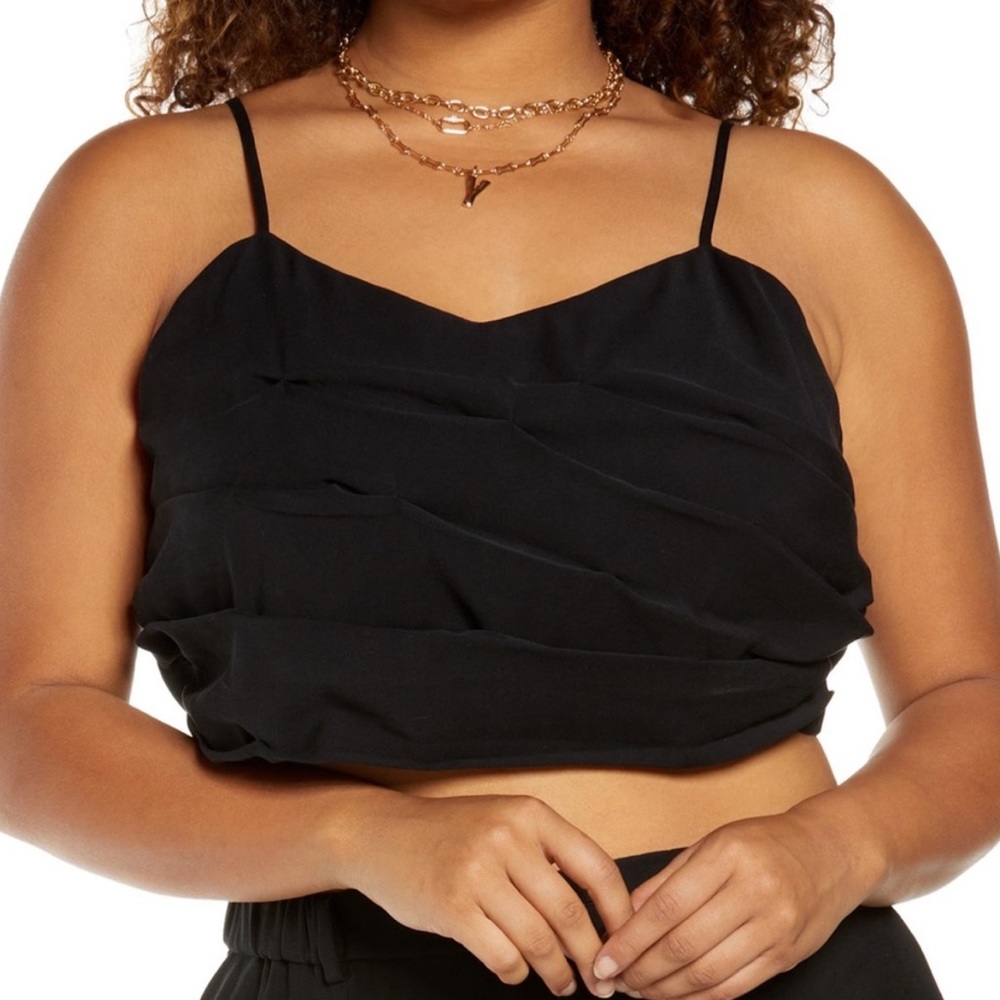 OPEN EDIT | NWT | XL 1X | black | pleated crop cami | touching